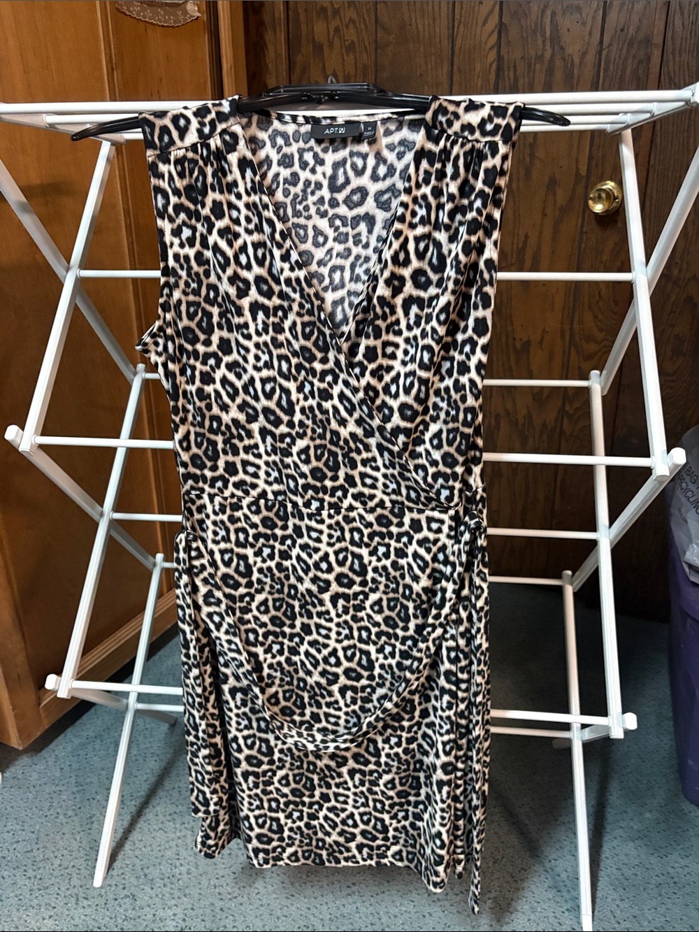 Apt. 9 Leopard Print Sleeveless Wrap Midi Dress - Tan & Black.